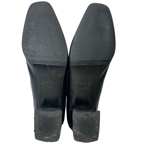 ETIENNE AIGNER Sarah Dark Navy Squared Toe Leather Low Heel Pumps - Size 7 M - Picture 16 of 16